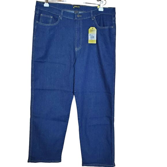 🔴 Stanley Workwear Jeans Men 38X30 Dark Blue Denim 5 Pocket Stretch NWT - Picture 1 of 10